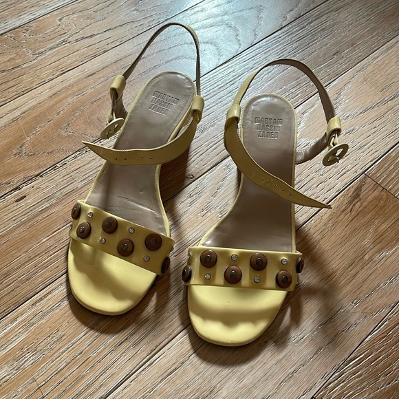 Maryam Nassir Zadeh patent yellow studded Sophie Sandals size 37.5 *rare* - Picture 10 of 11